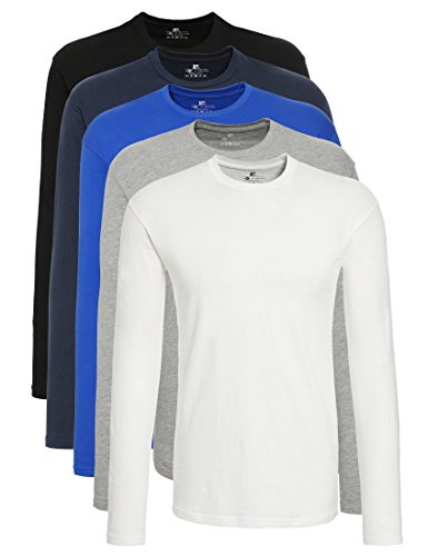 Lower East Men's Longsleeve Shirt, round neck, 5-pack, mixed, M
