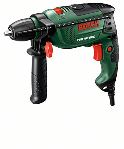 Bosch DIY Schlagbohrmaschine PSB 750 RCE, Tiefenanschlag, Zusatzhandgriff, Koffer (750 Watt, max. Bohr-Ø: Holz: 30 mm, Beton: 14 mm)