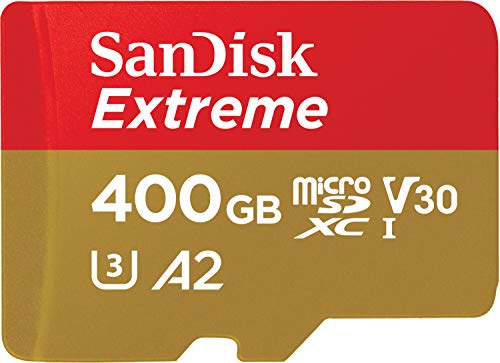 SanDisk Extreme 400 GB microSDXC Memory Card + SD Adapter with A2 App Performance + Rescue Pro Deluxe, Up to 160 MB/s, Class 10, UHS-I, U3, V30