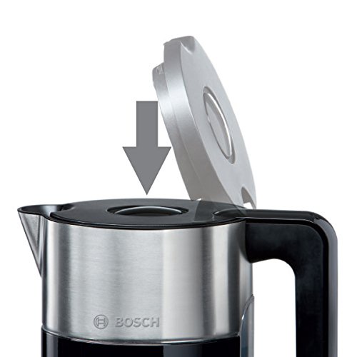 Bosch TWK8613P Wasserkocher Styline mit Edelstahlapplikation, 2400 W, für 1,5 L Wasser, schwarz