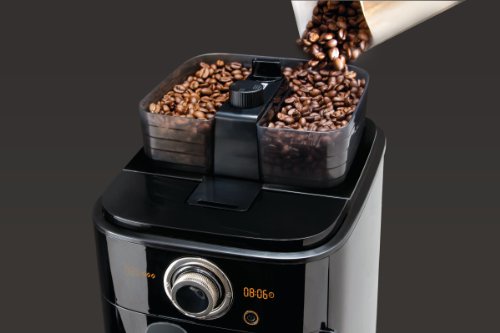 Philips HD7766/00 Grind&Brew; Filter-Kaffeemaschine, doppelter Bohnenbehälter, schwarz/metall