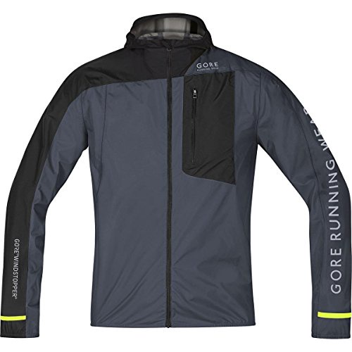 GORE RUNNING WEAR, Men’s Running Jacket, Ultra-Light, Windproof, GORE WINDSTOPPER Active Shell, FUSION, Size: M, Graphite Grey/Black, JWULTR