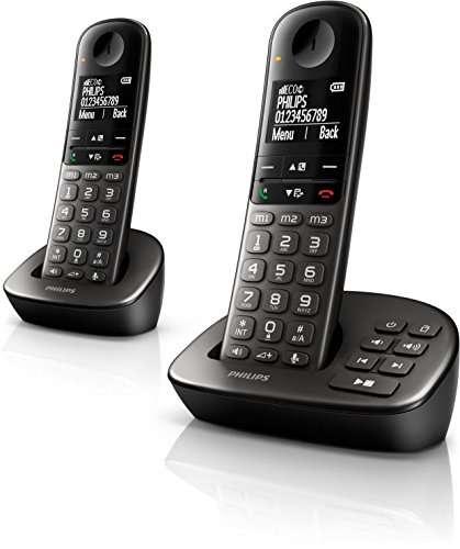 Philips XL4952DS/38 schnurloses Telefon (leicht bedienbar, große Tasten, hörgerätekompatibel) schwarz