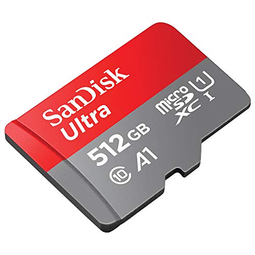 SanDisk Ultra 512 GB microSDXC Memory Card + SD Adapter with A1 App Performance Up to 100 MB/s, Class 10, U1
