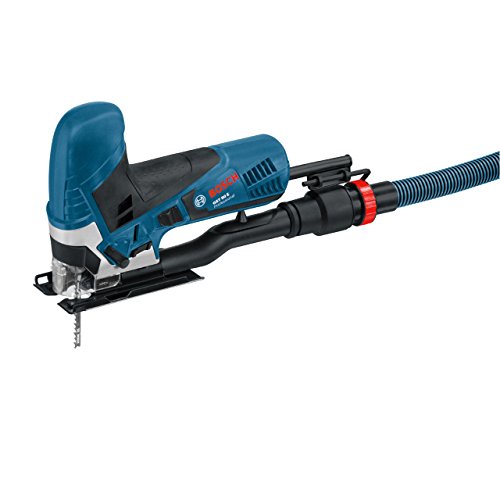 Bosch Professional Stichsäge GST 90 E (650 Watt, 1x Sägeblatt, Absaug-Set, Spanreißschutz, Schnitttiefe in Holz: 90 mm, im Koffer)