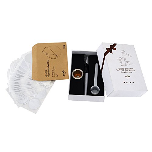 Nespresso-Kapseln Edelstahl nachfüllbare Kaffeekapsel (1 Tasse) + Aluminium Aufkleber Lids (120pcs) Edelstahl nachfüllbare Nespresso Kapseln Reusable jahrelang