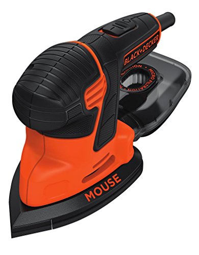 Black and Decker KA2000AT-QS - Pack con lijadora de detalles Mouse, 10 accesorios y lata, 230 V, 120 W, negro y naranja