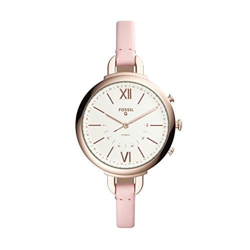 Fossil Q Annette Women's Hybrid Smartwatch - Rose Gold-Tone Stainless Steel Case with Pink Leather Strap - Compatible Android and iOS