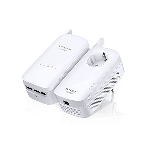 TP-Link TL-WPA8630 KIT AV1200 WiFi AC1200 Gigabit Powerline Adapter(1200 Mbits WiFi+1200 Mbit/s Powerline, WiFi Klone, MU-MIMO, App Steuerung, 4 Gigabit Ports, Plug & Play) weiß