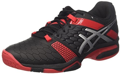 Asics Gel-Blast 7, Chaussures de Handball Homme, Noir (Black/Silver/Prime Red 9093), 43.5 EU