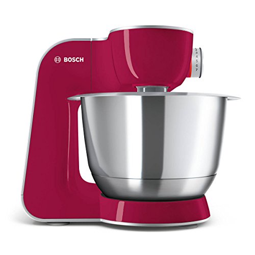 Bosch MUM58420 Küchenmaschine CreationLine, 1000 W, 3,9 l Edelstahl-Rührschüssel, 3D Rührsystem, 7 Schaltstufen, rot Diamon/silber