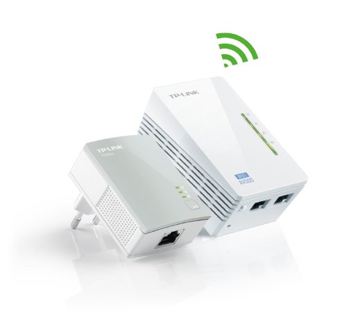 TP-Link TL-WPA4220KIT AV500 Starter Kit di Powerline Extender Wireless N 300 Mbps, 2 Porte Ethernet, Tasto Wi-Fi Clone, 2 Pezzi