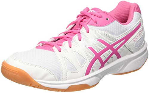 Asics Women’s Gel-Upcourt Volleyball Shoes, Bianco (White/Azalea Pink/White), 3.5 UK