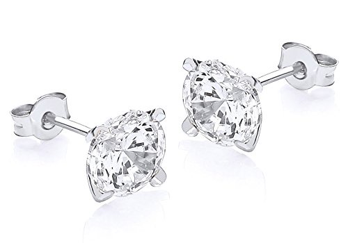 Adara 9 ct White Gold Cubic Zirconia Solitaire Studs of 8 mm