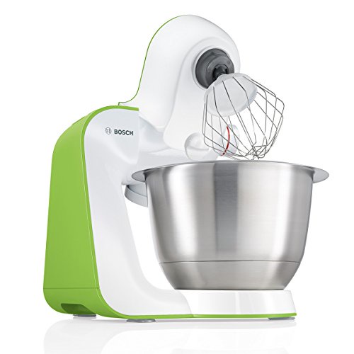 Bosch MUM54G00 Küchenmaschine StartLine, 900 W, 3,9 L Edelstahl-Rührschüssel, 3D Rührsystem, 7 Schaltstufen, weiß / vivid green