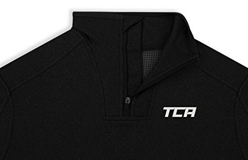 TCA Men's Cloud Fleece 1/4 Zip Thermal Running Top with Zip Pockets (Black, L)