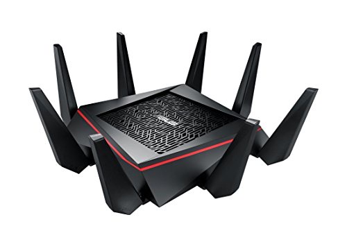 ASUS RT-AC5300 Tri-Band 4 x 4 Gigabit Wireless Gaming Router (AiProtection, Trend Micro, Free WTFast Game Accelerator, Link Aggregation, Adaptive QoS, Router App Support, Dual-WAN 3G/4G Support) - Black, Red