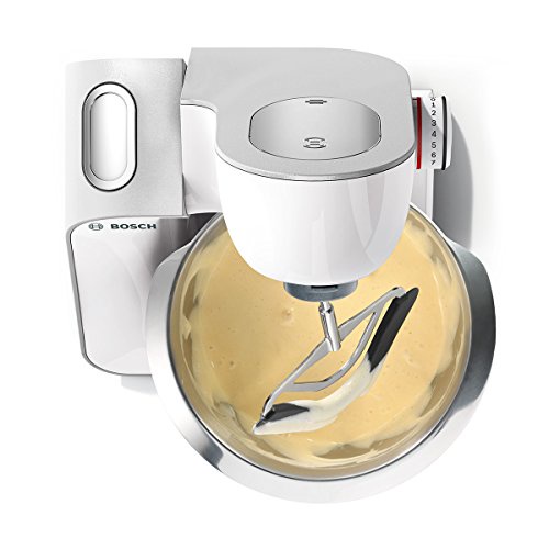 Bosch MUM58W56DE Küchenmaschine CreationLine, 1000 W, 3,9 L Edelstahl-Rührschüssel, Personal Blender 0,5 L zum Mixen, umfangreiches Zubehör, weiß