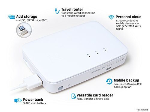 Kingston MobileLite Wireless G3  MLWG3ER - Lector inalámbrico de tarjetas y USB con respaldo móvil