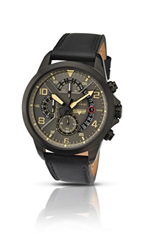 Accurist Men's Quartz Watch with Grey Dial Chronograph Display and Black Leather Strap 7054.01