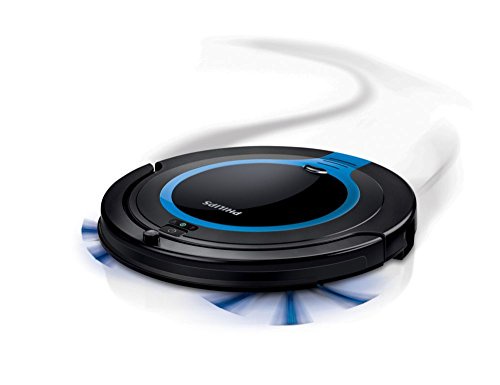 Philips FC8700/01 - Robot aspirador con diseño súper compacto 6 cm, sistema de limpieza de 2 fases, programación 24 h, color negro y azul