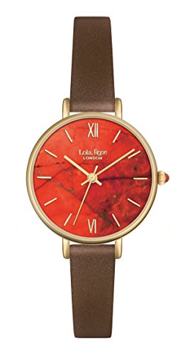 Lola Rose Women's Quartz Watch with Orange Dial Analogue Display and Brown Leather Strap LR2034