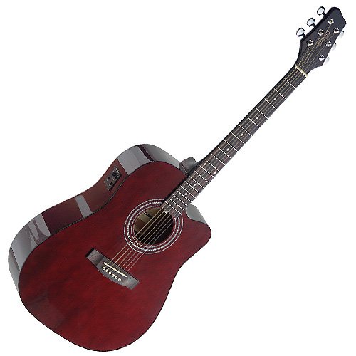 Stagg 25020081 SA40DCFI-TR MAH Dreaddnt Cutway Spruce Electro Akustik Gitarre rot
