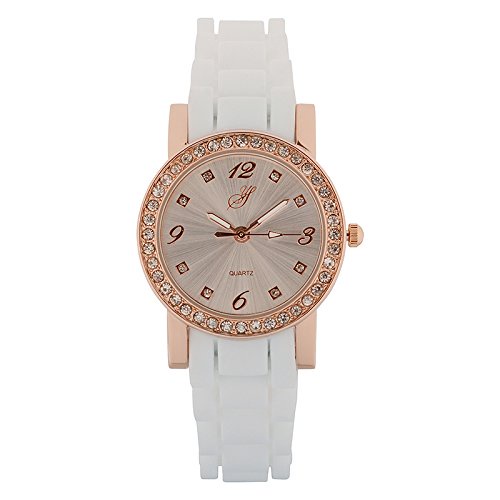 Yellow Stone - L126-18 - San Francisco - Montre Femme - Quartz Analogique - Cadran Rose - Bracelet Silicone Blanc