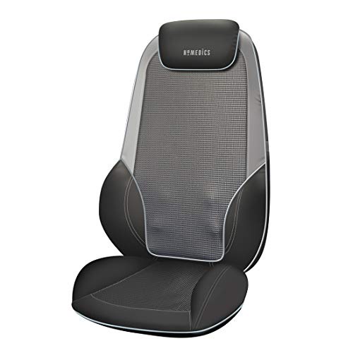 HoMedics ShiatsuMax 2.0 - Electric Heated Shiatsu Back Massager, Shoulder, Back and Upper Leg Support with Rolling Vibration for Deep Muscle Relief, Adjustable Headrest and Cushion Back Flap - Grey