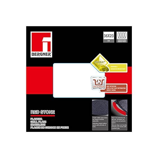 Bergner Red Stone - Plancha-asador en Aluminio Fundido, 36 x 23 cm