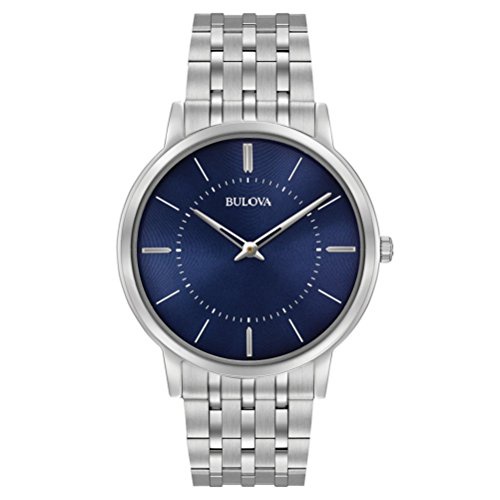 Bulova Ultra Slim 96A188 - Herren Designer-Armbanduhr - Armband aus Edelstahl - blaues Zifferblatt