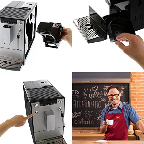 Melitta Caffeo Solo & Milk E953-102, Schlanker Kaffeevollautomat mit Milchschaumdüse, Silber