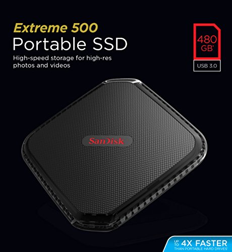 SanDisk Extreme 500 - Disco SSD portátil de 480GB (velocidad de lectura hasta 430 MB/s)
