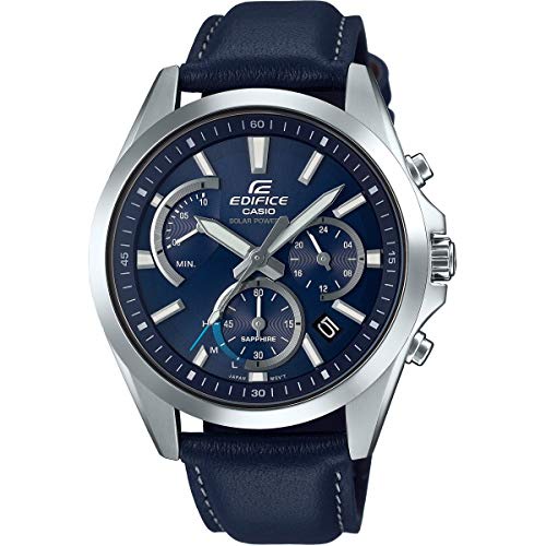 Casio Mens Analogue Classic Solar Powered Watch with Leather Strap EFS-S530L-2AVUEF