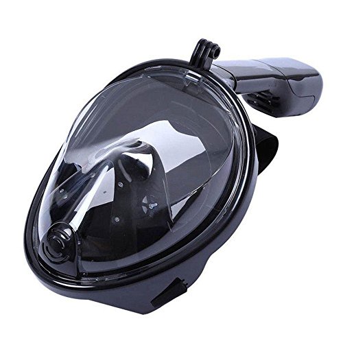 MOYUN Neu Vollmaske Schnorchelmaske Schnorchelset Taucherbrille Tauchermaske für GoPro (Schwarz, S/M)