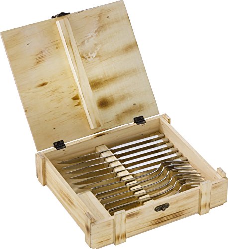 ZWILLING Steak Besteck Set, 12-teilig inBesteck-Holz-Box, 6 Steakmesser - 6 Steakgabeln, spülmaschinengeeignet, Poliert 18/10 rostfreierEdelstahl