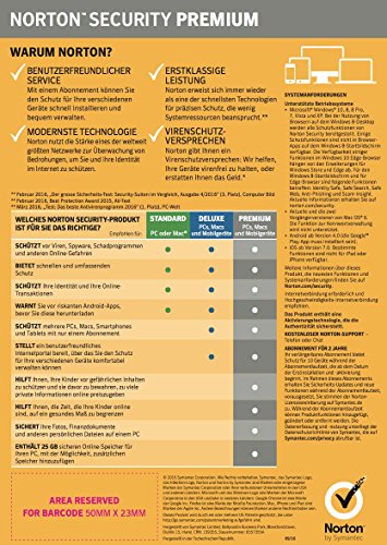 Norton Security Premium Antivirus Software 2018 / Zuverlässiger Virenschutz (Jahres-Abonnement) für bis zu 10 Geräte inkl. Familienschutz (Kindersicherung) / Download für Windows, Mac, Android & iOS