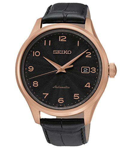 Seiko Men's Automatic Watch with Black Dial Analogue Display Leather SRP706 K1