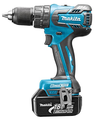 Makita DHP459RFJ - Taladro (Taladro de pistola, perforacion, Taladro a percusión, Negro, Azul, 3,8 cm, 1,3 cm, 45 Nm)