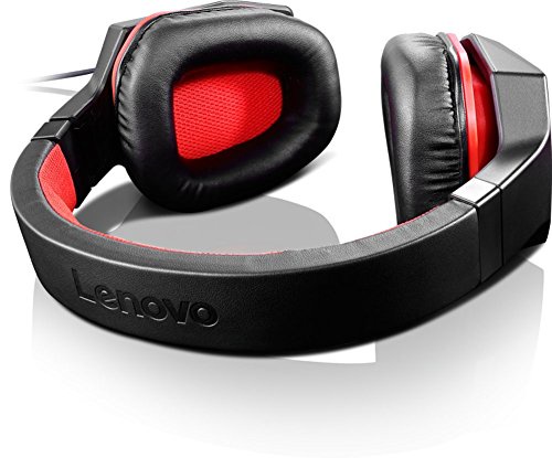 Lenovo Y Gaming Surround Sound Headset (7.1 Surround-Sound, 400 mm Neodym-Treiber, abnehmbares Mikrofon, Kontrolleinheit mit Lautstärkeregelung und Stummschaltung, Y Gaming Style) schwarz/rot