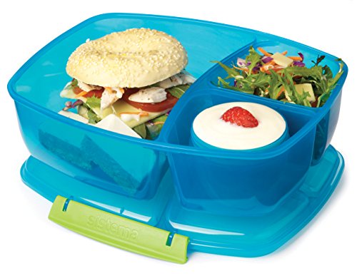 Sistema Lunch Triple Split Lunch Box with Yoghurt Pot, 2 L - Colour Sent at Random