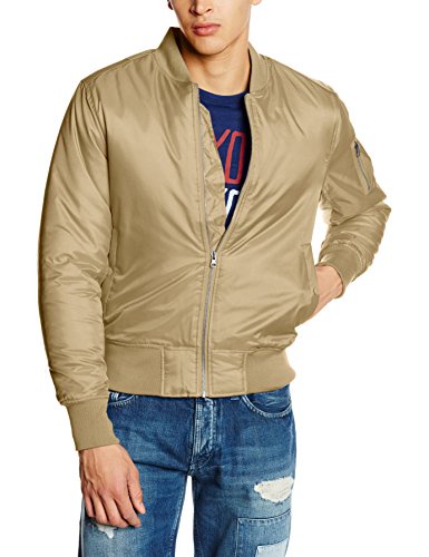 Urban Classics Men's Basic Bomber Jacket, Beige-Beige (Beige 3), M