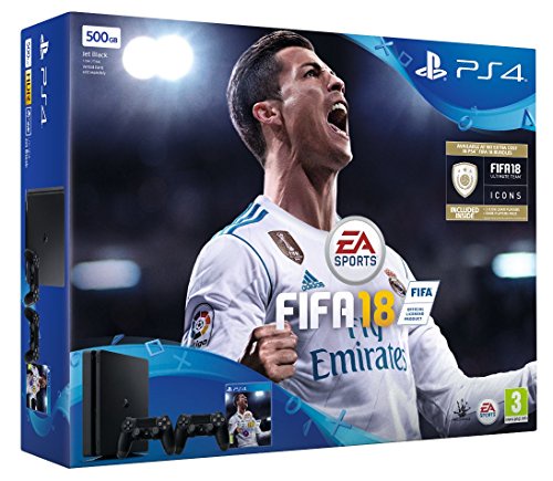 Sony PlayStation 4 500GB with FIFA 18 Ultimate Team Icons and Rare Player Pack and Second Dualshock 4,