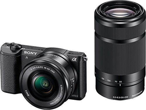 Sony Alpha 5100 Systemkamera mit ultraschnellem Hybrid-AF (180° drehbares 7,62 cm (3 Zoll) LC-Display, 24,3 Megapixel, Exmor APS-C Sensor, Full HD Video) inkl. SEL-P1650 und SEL-55210 schwarz