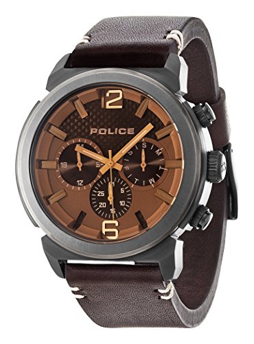 Police Men's PL.94372AEU/12 Quartz Watch with Brown Dial Analogue Display and Leather Strap