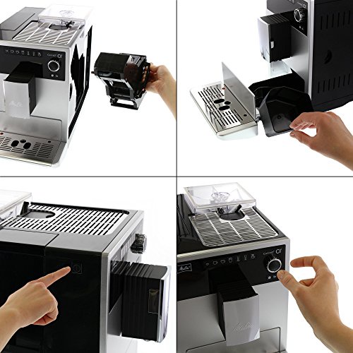 Melitta Caffeo CI E 970-101, Kaffeevollautomat, One-Touch-Funktion, LCD-Display, Milchbehälter, Silber
