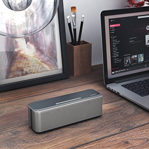 AUKEY Bluetooth Speaker with Enhanced Bass and Dual Drivers, Built-In Microphone for Hands-Free Calls, Wireless Speaker for iPhone, iPad, Samsung, Nexus, HTC, Echo Dot, Laptops, and More