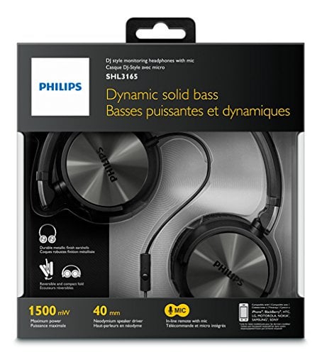 Philips SHL3165BK/00 On-Ear-Kopfhörer (Mikrofon, 32 mm Neodym-Treiber, DJ-Monitoring) schwarz