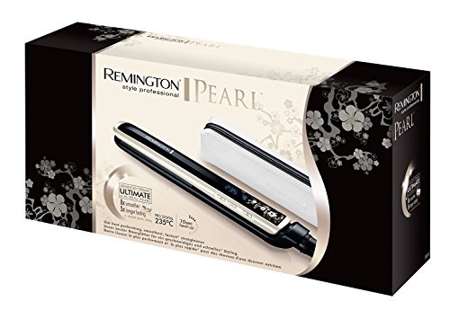 Remington S9500 Haarglätter Pearl, LCD-Display, hochwertige Keramikbeschichtung mit echten Perlen, schwarz/creme