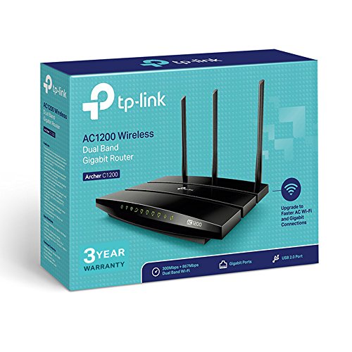 TP-Link Archer C1200 Dual Band Gigabit WiFi Router, 4 Gigabit LAN Ports, 1 USB Port, 3 External Antennas Boost Wi-Fi Speeds up to 300 Mbps + 867 Mbps